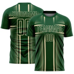 Lines Green Soccer Sublimation Jersey Cream Custom Uniform