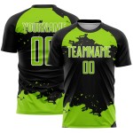Art Abstract Neon Soccer Custom Jersey Black Green-White Fragment Sublimation Uniform Art Abstract Neon Soccer Custom Jersey Black Green-White Fragment Sublimation Uniform