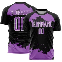 Uniform Jersey Medium Custom Sublimation Soccer Art Black Fragment Purple-White Abstract