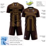 Sublimation Custom Old Lines Brown Soccer Jersey Gold Uniform