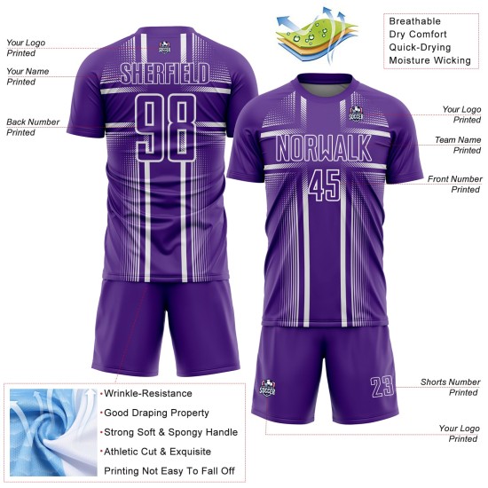 Jersey Custom Sublimation Purple Uniform White Soccer Lines Jersey Custom Sublimation Purple Uniform White Soccer Lines