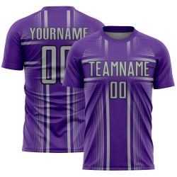 Lines Purple Uniform Jersey Soccer Custom Sublimation Gray-Black