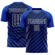 Blue Lines Navy-White Sublimation Custom Thunder Soccer Uniform Jersey