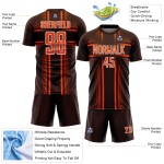 Orange-White Soccer Brown Sublimation Jersey Custom Uniform Lines Orange-White Soccer Brown Sublimation Jersey Custom Uniform Lines