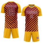 Uniform Sublimation Crimson-White Custom Lines Jersey Soccer Gold Uniform Sublimation Crimson-White Custom Lines Jersey Soccer Gold