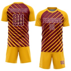 Uniform Sublimation Crimson-White Custom Lines Jersey Soccer Gold