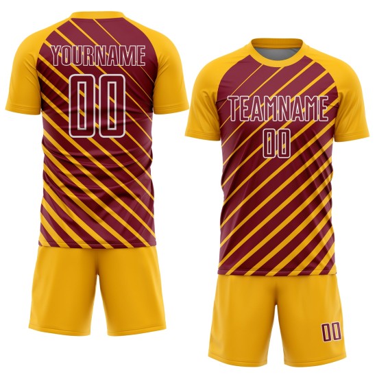 Uniform Sublimation Crimson-White Custom Lines Jersey Soccer Gold Uniform Sublimation Crimson-White Custom Lines Jersey Soccer Gold