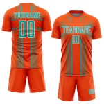 Lines Jersey Uniform Custom Orange Soccer Aqua-White Sublimation Lines Jersey Uniform Custom Orange Soccer Aqua-White Sublimation