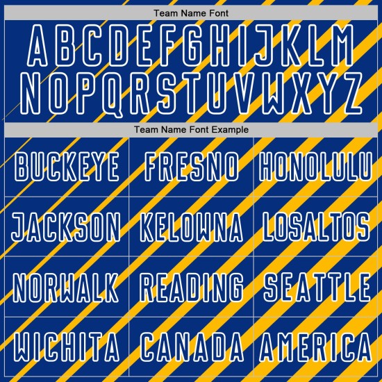 Royal-White Sublimation Custom Soccer Jersey Gold Lines Uniform