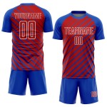 Custom Thunder Sublimation Jersey Uniform Red-White Soccer Lines Blue