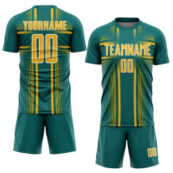 Lines Jersey Gold-White Custom Soccer Sublimation Uniform Teal Lines Jersey Gold-White Custom Soccer Sublimation Uniform Teal