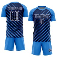 Blue Soccer Jersey Powder Navy-White Lines Sublimation Uniform Custom Blue Soccer Jersey Powder Navy-White Lines Sublimation Uniform Custom