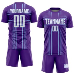 Soccer Sublimation Blue Jersey Lines Uniform White-Light Custom Purple Soccer Sublimation Blue Jersey Lines Uniform White-Light Custom Purple
