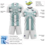 Soccer Lines Custom Uniform Sublimation White Teal Jersey Soccer Lines Custom Uniform Sublimation White Teal Jersey