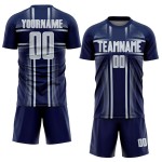 Sublimation Uniform Custom Lines Silver-White Soccer Jersey Navy