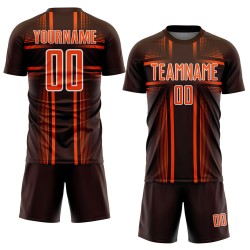 Orange-White Soccer Brown Sublimation Jersey Custom Uniform Lines Orange-White Soccer Brown Sublimation Jersey Custom Uniform Lines